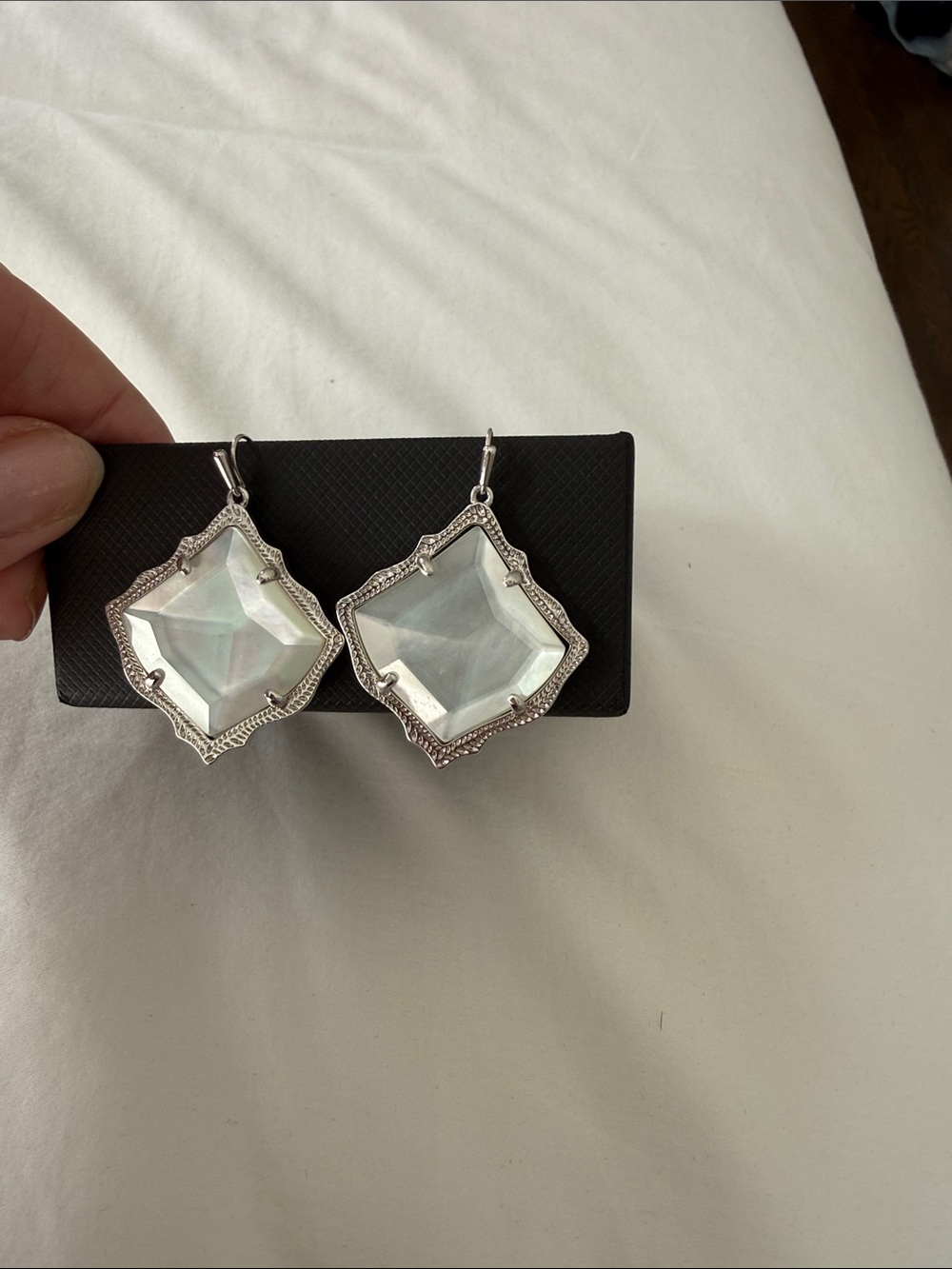 Kendra Scott White Iridescent Dangle Earrings